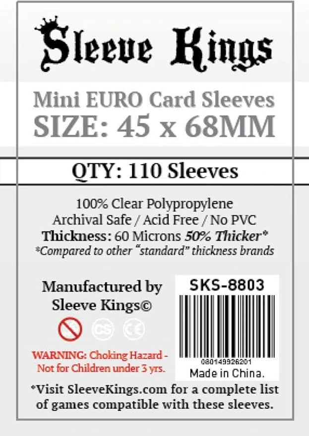 Sleeve Kings Board Game Sleeves Mini Euro (45mm x 68mm) (110 Sleeves