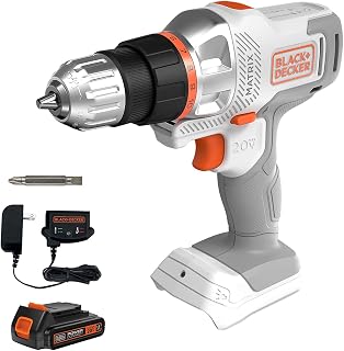 BLACK+DECKER 20V MAX Matrix Cordless Drill/Driver Kit with Battery, Charger & Bits - White, Lightweight DIY Power Tool (BDCDMT120WC1FF)