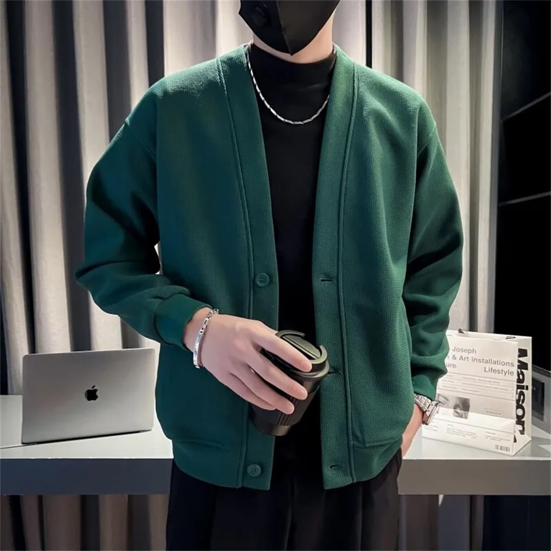 Męska wiosenna bluza z dzianiny kurtka bez kołnierza streetwear kurtka luźne płaszcze