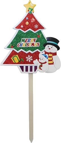 Snowman Merry Christmas Garden Stick Decoration, Christmas Tree Design, 80cm