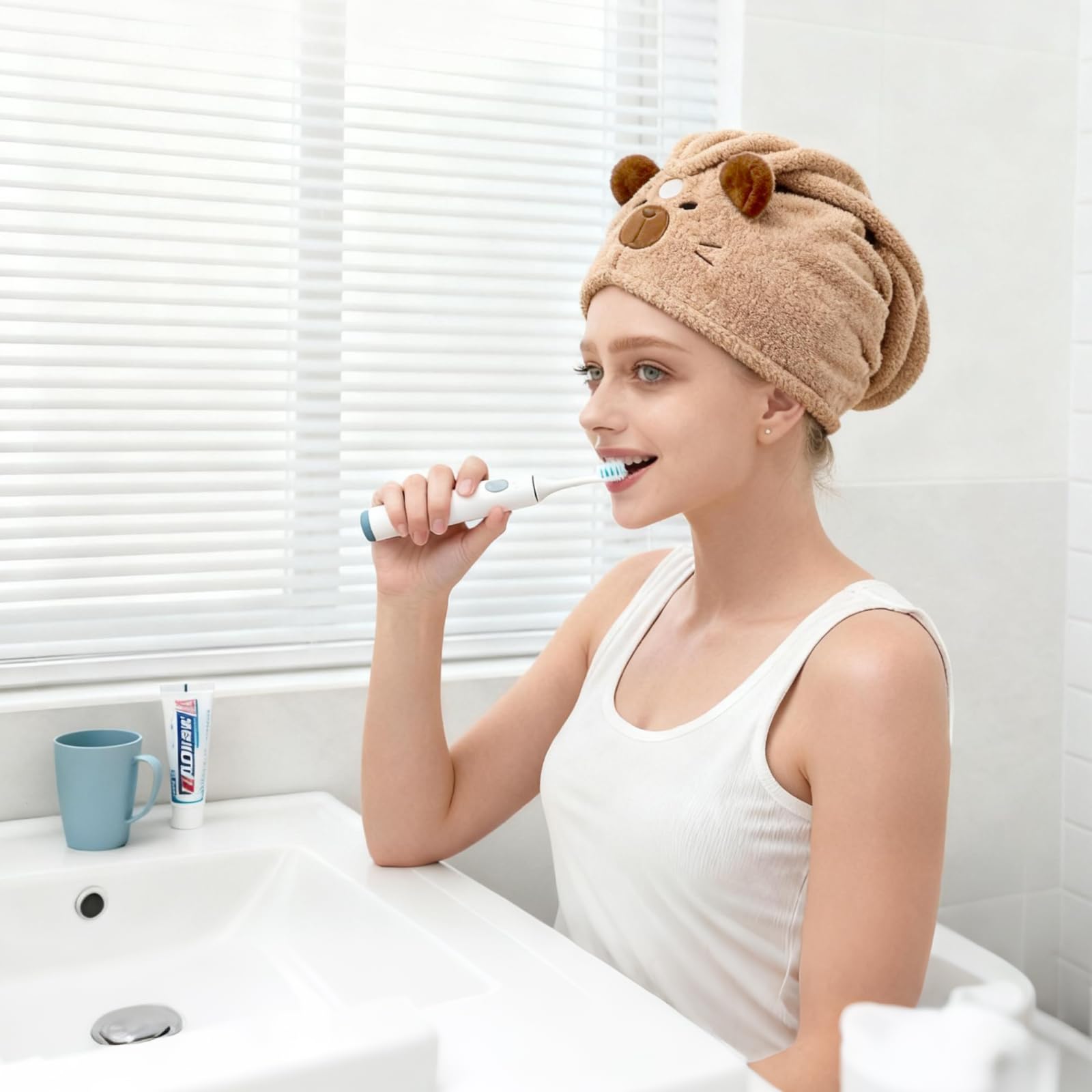 Cuffia Asciugacapelli In Microfibra Capybara Con Bottone – Super Assorbente, Ad Asciugatura Rapida, Regolabile E Adatta A Tutti I Tipi Di Capelli
