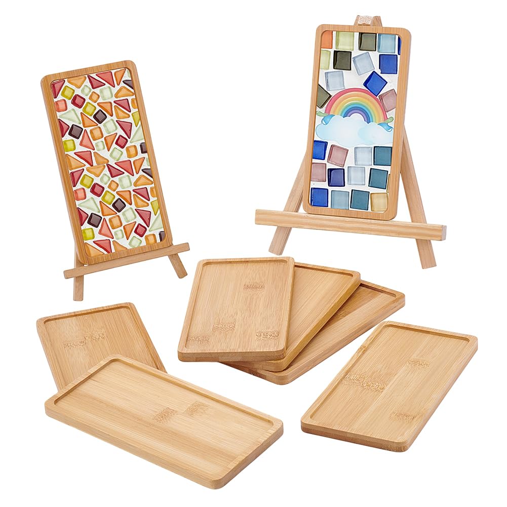 Dessous de verre en bambou WEBEEDY pour artisanat mosaïque et décoration de table - Lot de 8
