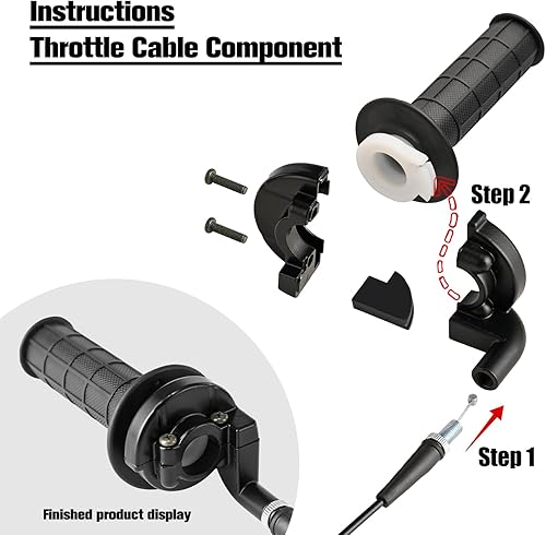 Miniatura 7 de Bccxzm Empuñaduras de mango de acelerador giratorio de bicicleta de 78 pulgadas de 0.866 in, cable de acelerador de 50 pulgadas, 50 90 110 125 cc