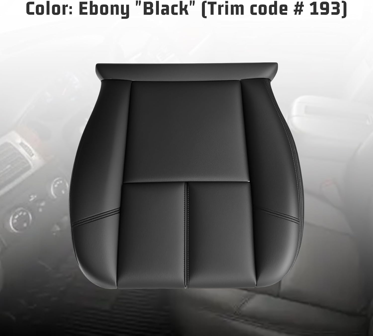 Black Leather Driver or Passenger Bottom Seat Cover Compatible with Chevy Silverado Sierra Tahoe Suburban Avalanche Yukon Yukon XL 2007 2008 2009 2010 2011 2012 2013 2014