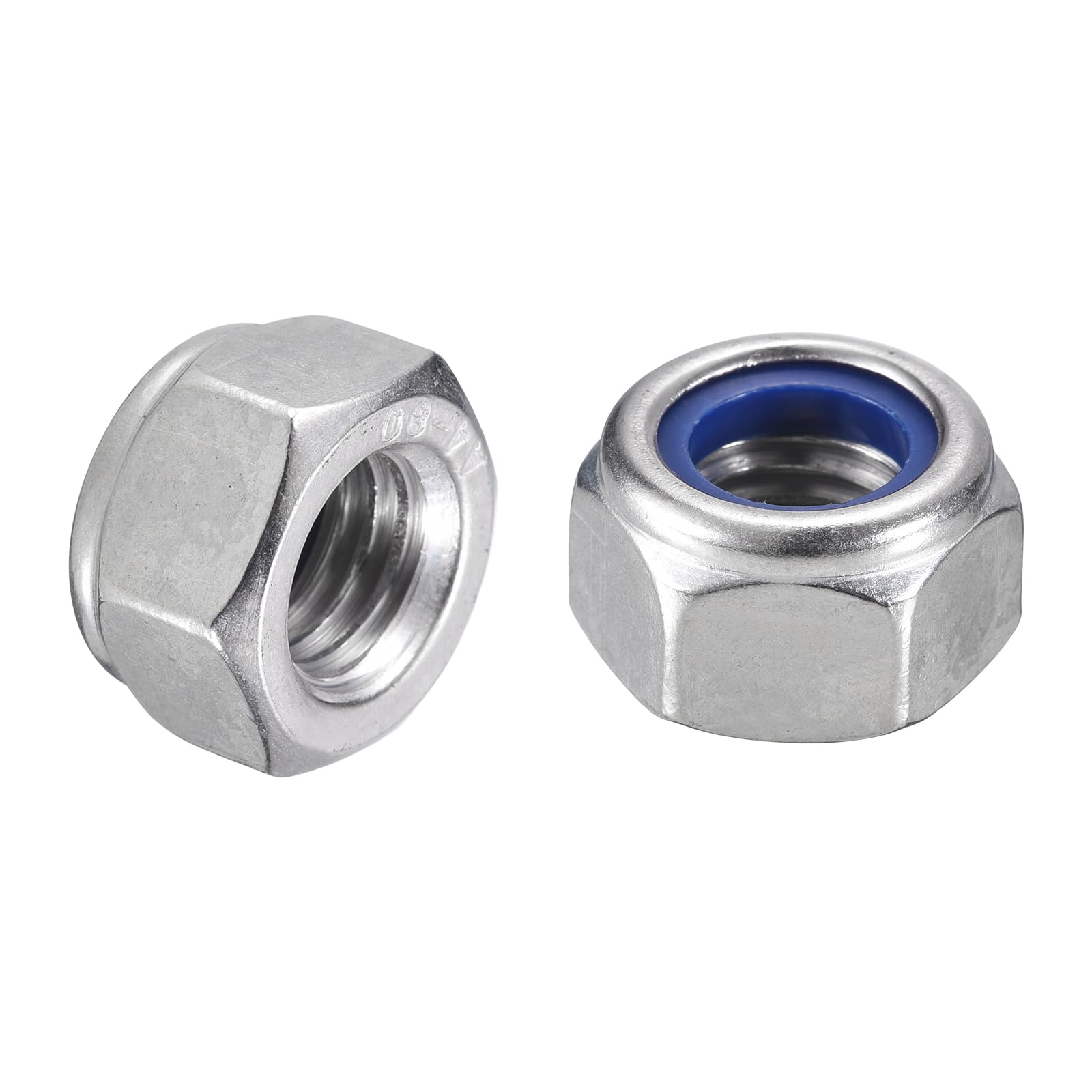 uxcell 25Pcs M14 x 2 Nylon Insert Hex Lock Nuts, 316 Stainless Steel Self-Locking Nylon Insert Stop Nut for Industrial Construction Fasteners, Silver&