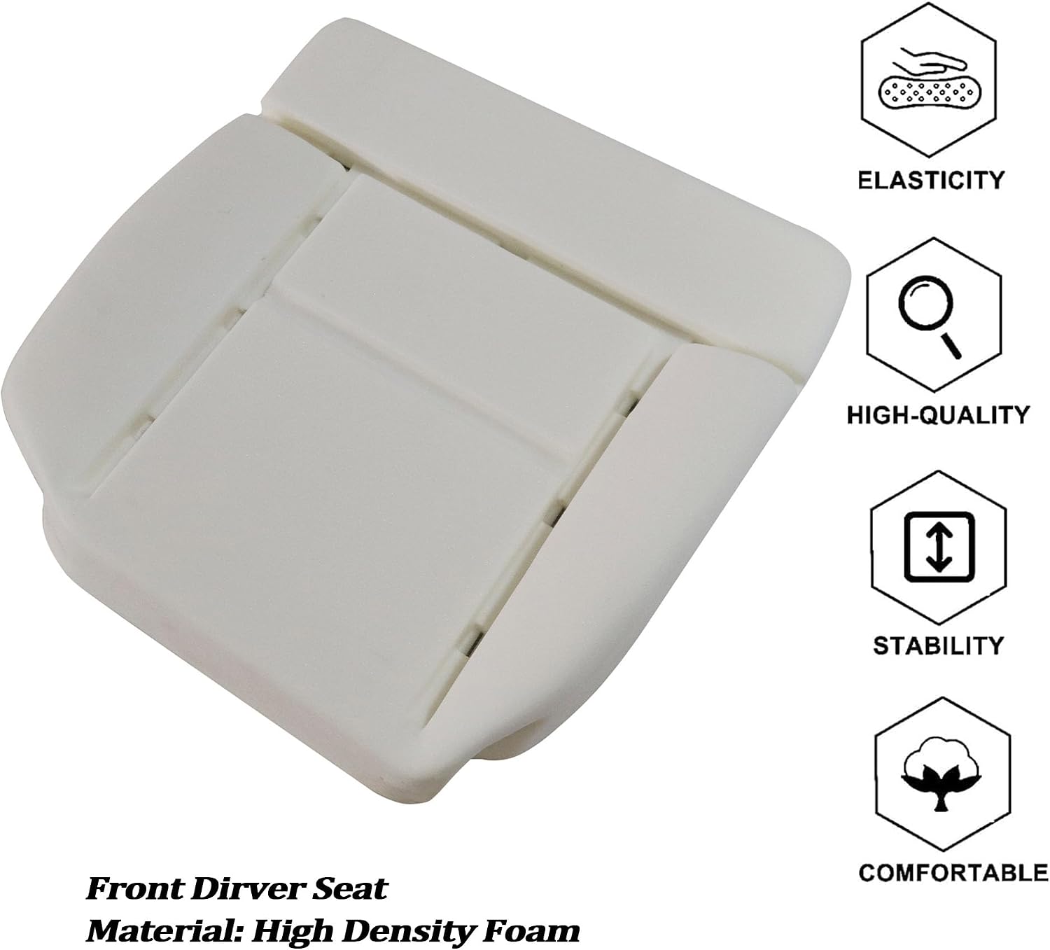 GXARTS Cloth Driver Side Bottom Replacement Seat Cover Flint Gray & Bottom Foam Cushion Compatible with Ford F150 2004 2005 2006 2007 2008