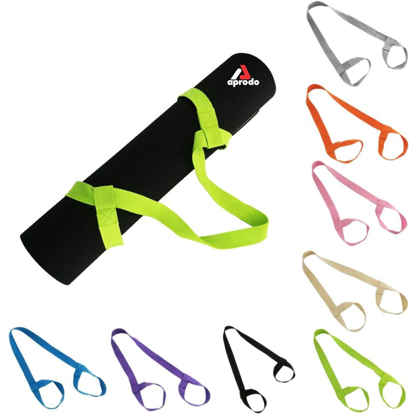 Aprodo Yoga Mat & Foam Roller Carry Strap, Extra Long and Thick, Use Also Yoga Stretching Exercises, Free Size (NEON Green, Pack of 2 PC)-image-30