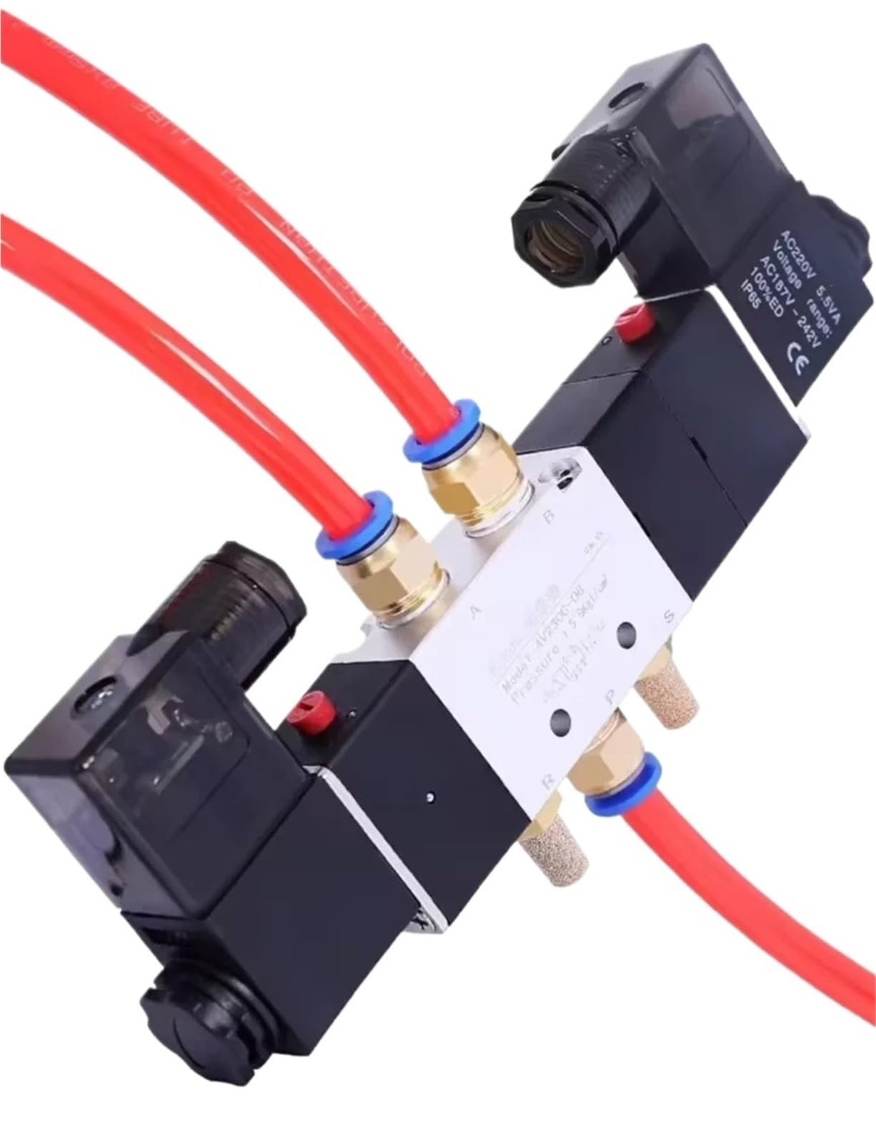1pc 4V130C-06 4V230C-08 4V330C-10 4V430C-15 3 Position 5 Port Air Solenoid Valves Pneumatic Control Valves(4V130-06 PC6-01,DC12V)
