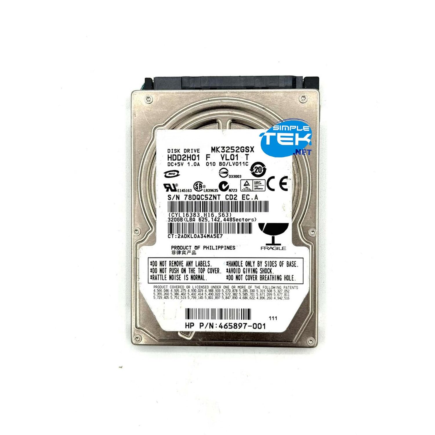 SIMPLETEK - Disco duro HDD320GB 2,5" SATA MK3252GSX para Notebook, AIO y PC (reacondicionado)