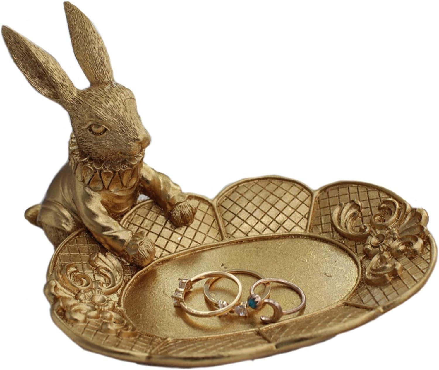 Jewelry Shelf Ring Holder Decor Jewelry Dish Organizer Wedding Ring Display Holder Stand Trinket Trays Furnishings Rabbit Sculptures Hanging