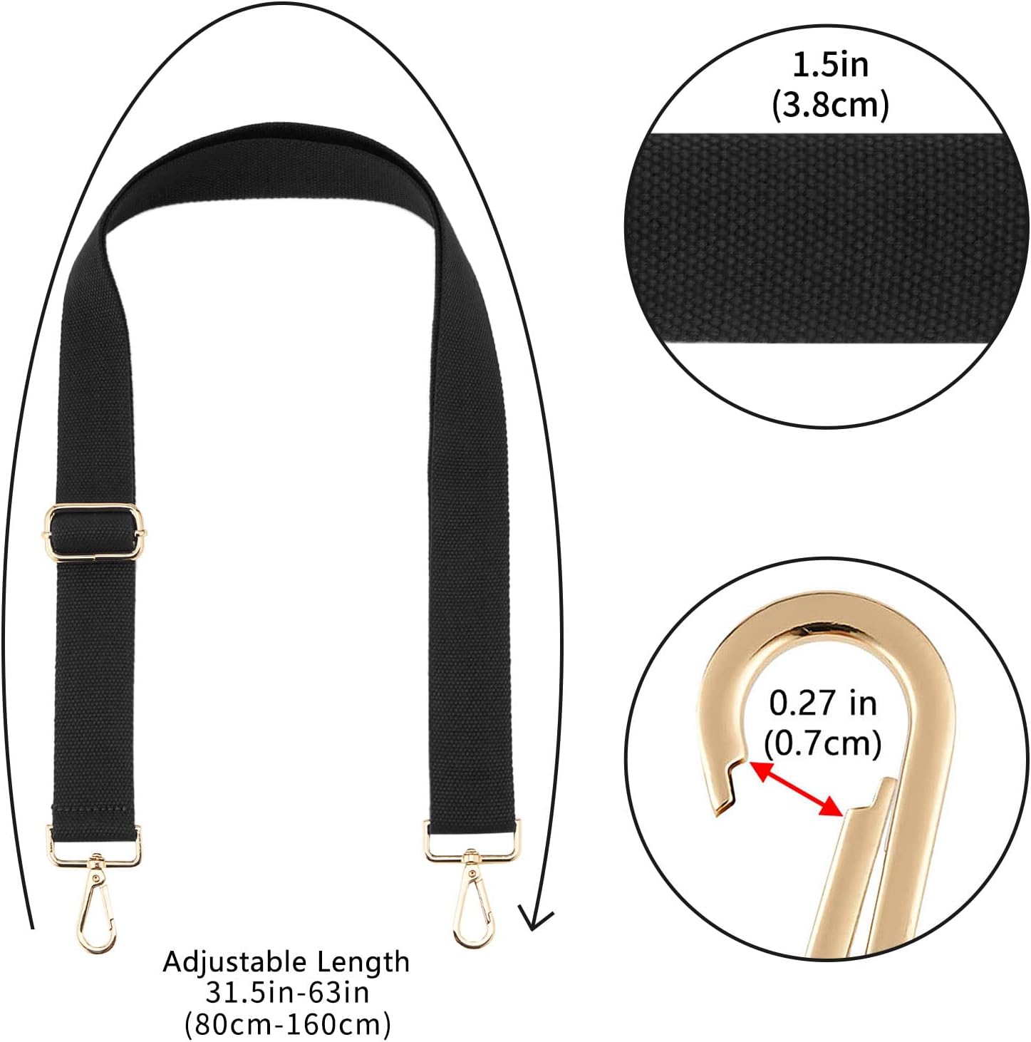 Wide Purse Straps Replacement Adjustable Crossbody Gold Hardware Canvas Shoulder Strap For Women image 3