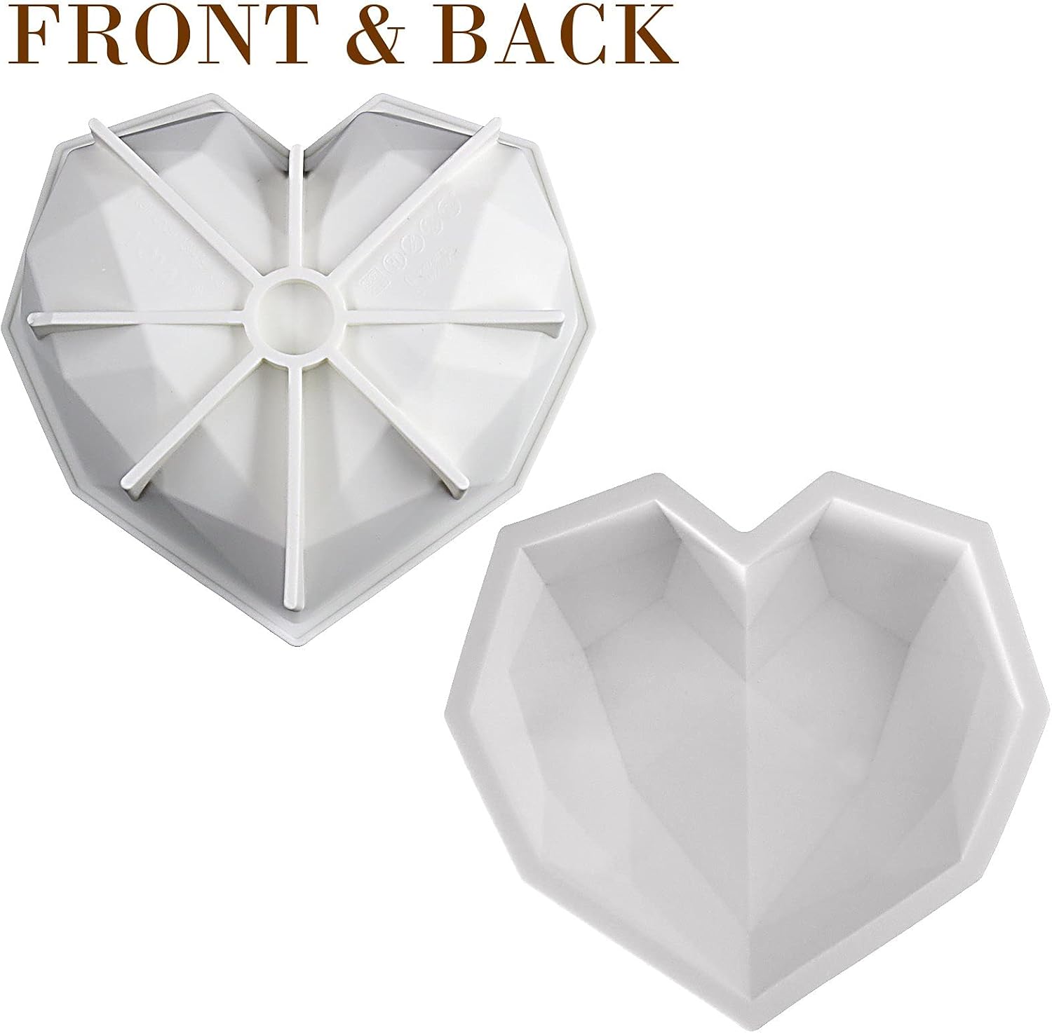 Funshowcase Diamond Heart Shape Silicone Mold Tray Cavity Size 7.3x7x2inch