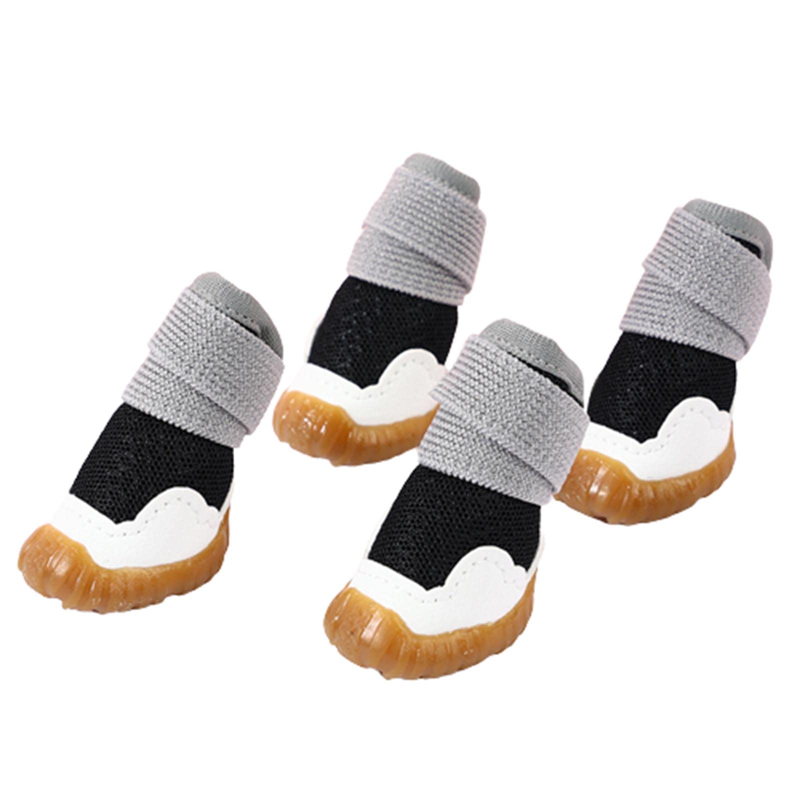 JUSHZ Hundeschuhe Pfotenschutz Dog Shoes Hund Schuhe Puppy 4er-Set Abriebfester Anti Rutsch Gegen Hitze Verschleißfeste Fußabdeckung Für Haustiere Frühling Sommer Weicher Boden rutschfest (1,Black)