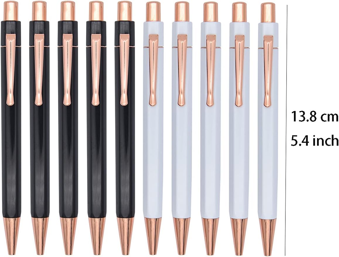 SIPLIV 10 Pcs Click Ball Pens Metal Pen Clip Retractable Pen Glitter Ballpoint Pens with Blue Ink Office Supplies Gift Pens - Image 5