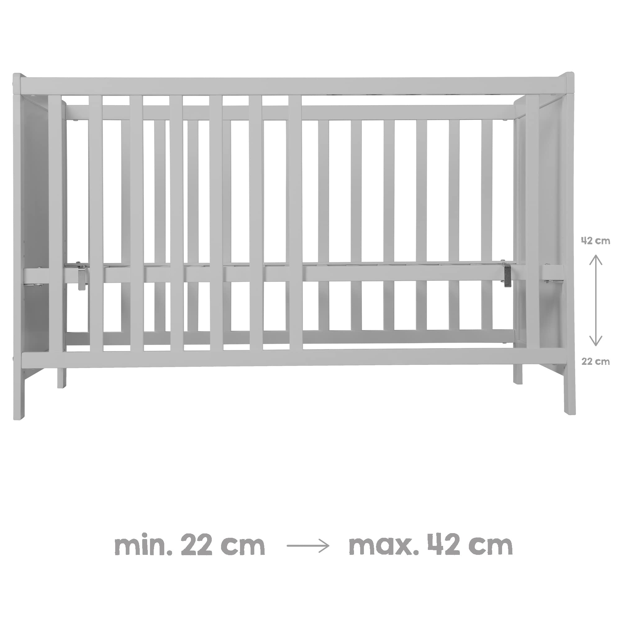 roba Zestaw pokoju dziecięcego 2-częściowy - Komoda z odpinanym blatem do przewijania + Łóżeczko dziecięce 60 x 120 cm z funkcją jako łóżko przyściennie - Drewno szare