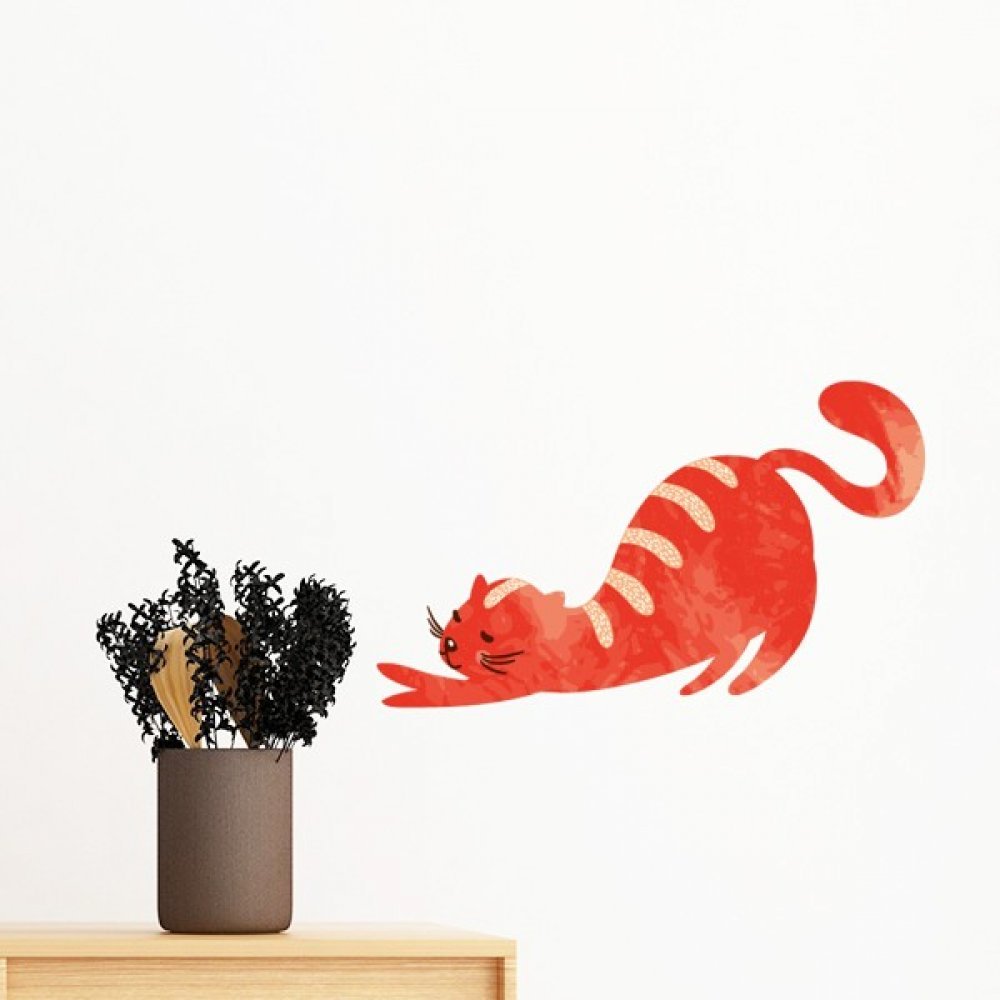 Sticker mural chat orange extensible pour décorer une chambre d'enfant
