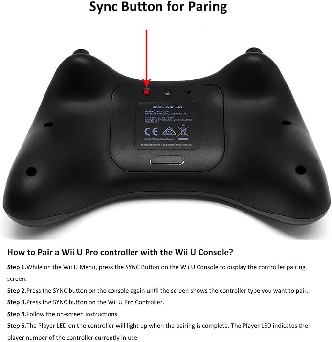 Control inalámbrico CuleedTec para Wii U con cable de carga miniatura 4