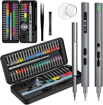 LIFEGOO 58 in 1 Digital Display Mini Electric Screwdriver with 50 Magnetic Rechargeable Cordless Screwdriver Kit Precision Repair Tool Kit with LED Lights, Charging Cable, Carrying Case, for Watches,