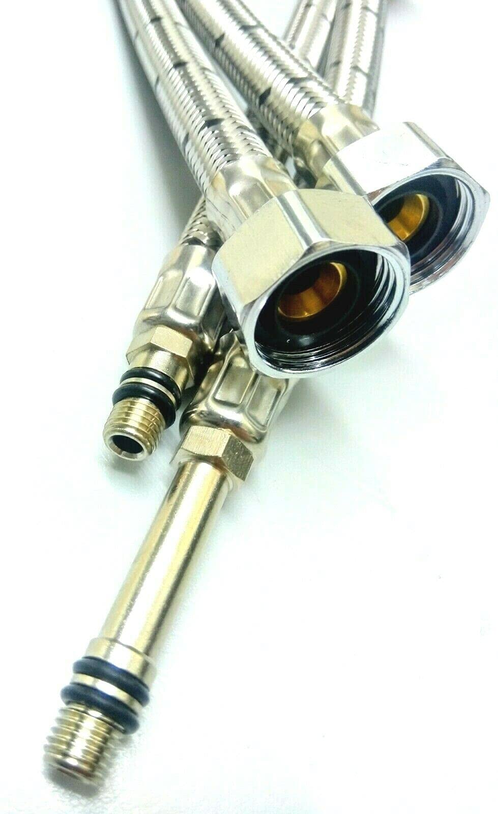 Ak Interactive Women's Chrome/Silver Plated Ak Monobloc Tap Tail Flexible Connector M8 X 1/2" End X 500 Mm (1 Pair)
