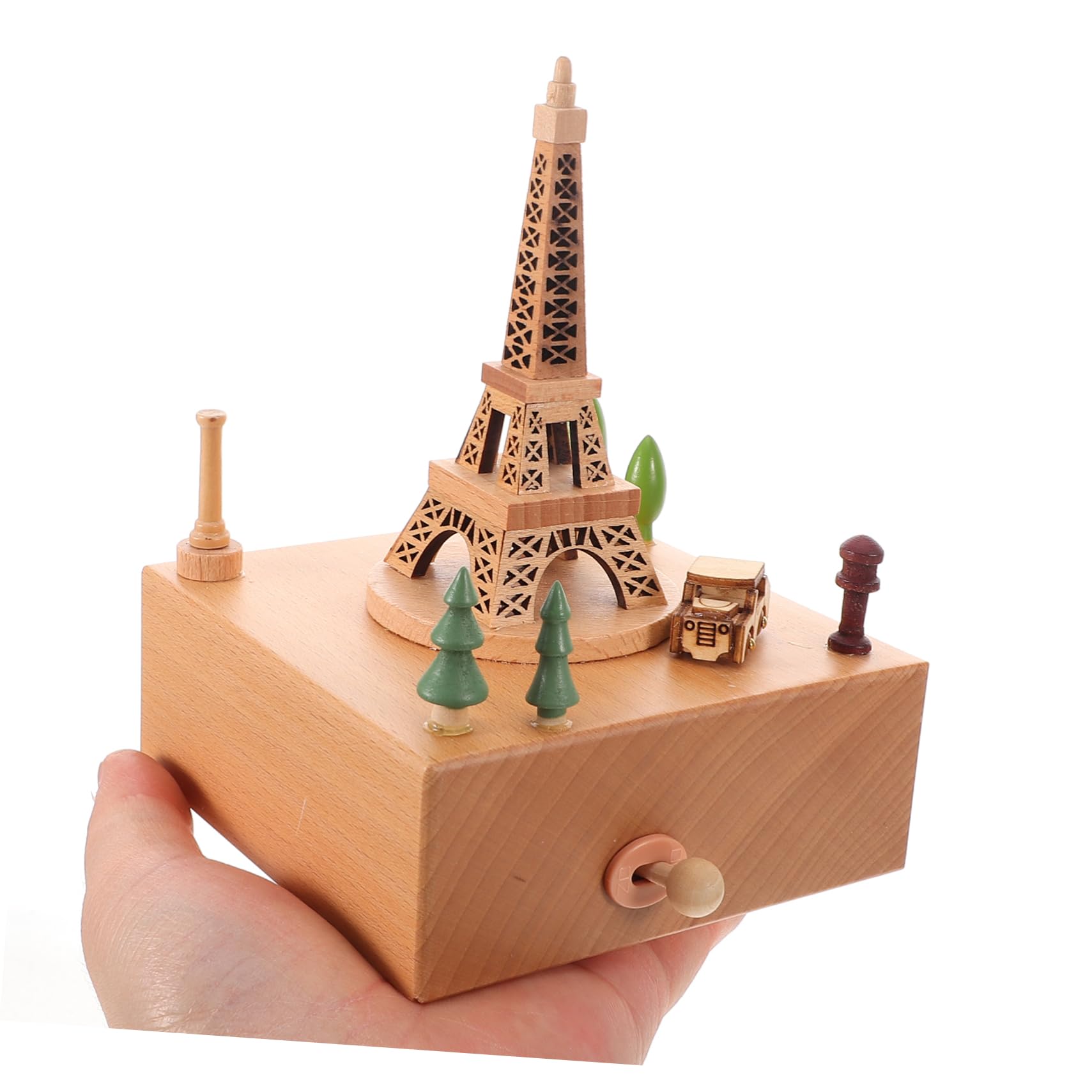 ULTECHNOVO Caja de Música de Madera con Mecanismo de Cuerda Torre Eiffel para Decoración de Aniversarios Navidad Cumpleaños y Fiestas Cajita Musical para Niñas