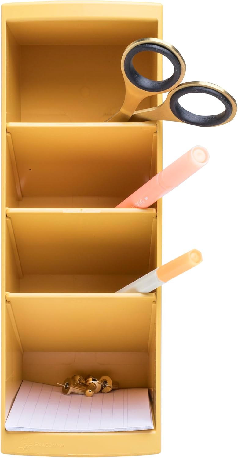 EXACOMPTA - Ref 681909D - 1 POP N'CO storage tower, 4 compartments, desk organizers for storing pens, brushes, small utensils - Dimensions 11 x 8.5 x 23 cm - Random