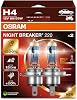 Osram H4 Night Braker 220 Bulb, 12V, 220% More Light, Pack of 2