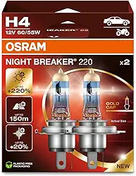 Lâmpada H4 OSRAM Night Breaker 220 64193NB220 até 220% + luz