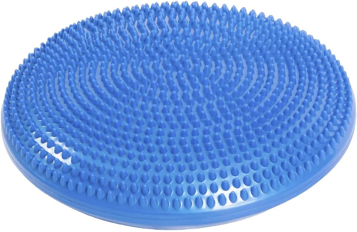 Stability Discs Exercise Balance Cushion Plastic Round Mat for Kids Adults Home Gym Foot Massage Yoga Core Sensory Training Tool (Without Pump,Blue)