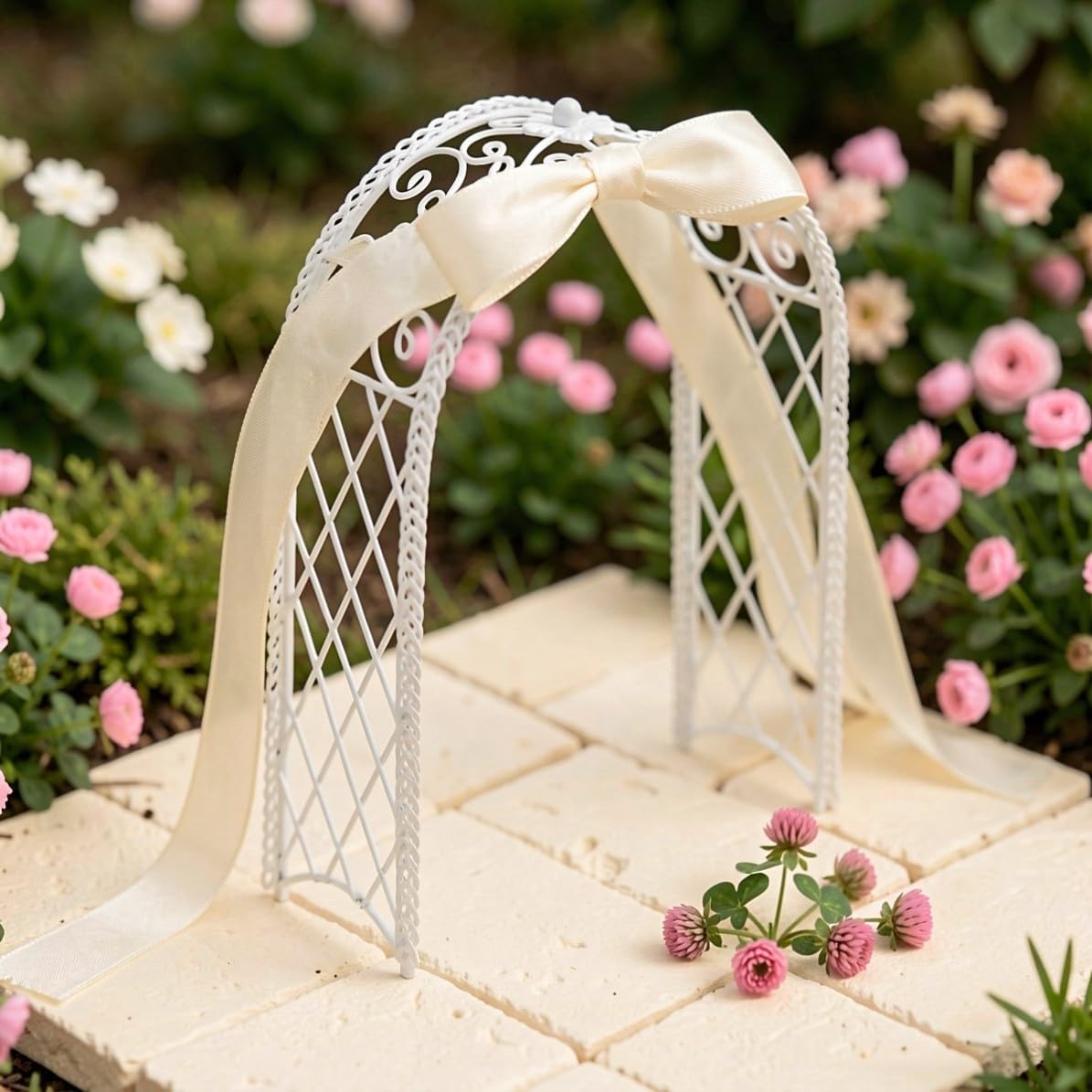 2pcs Miniature Wedding Arch Decor White Iron Garden Structure
