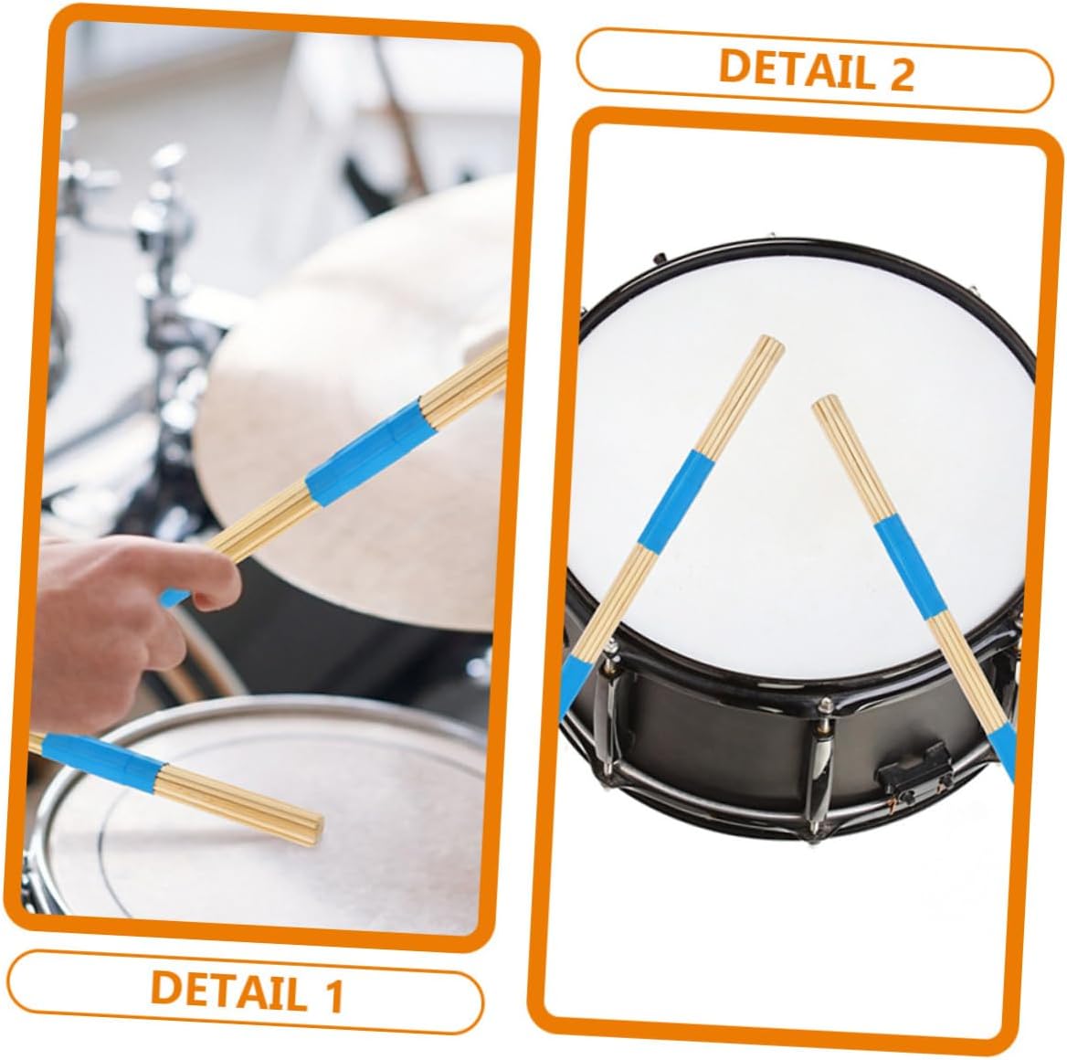 Toyvian 3pairs Professional Wooden Drum Brushes Lightweight Comfortable Grip Percussion Accessories for Beginners and Adults for Drumming Practice and Performance