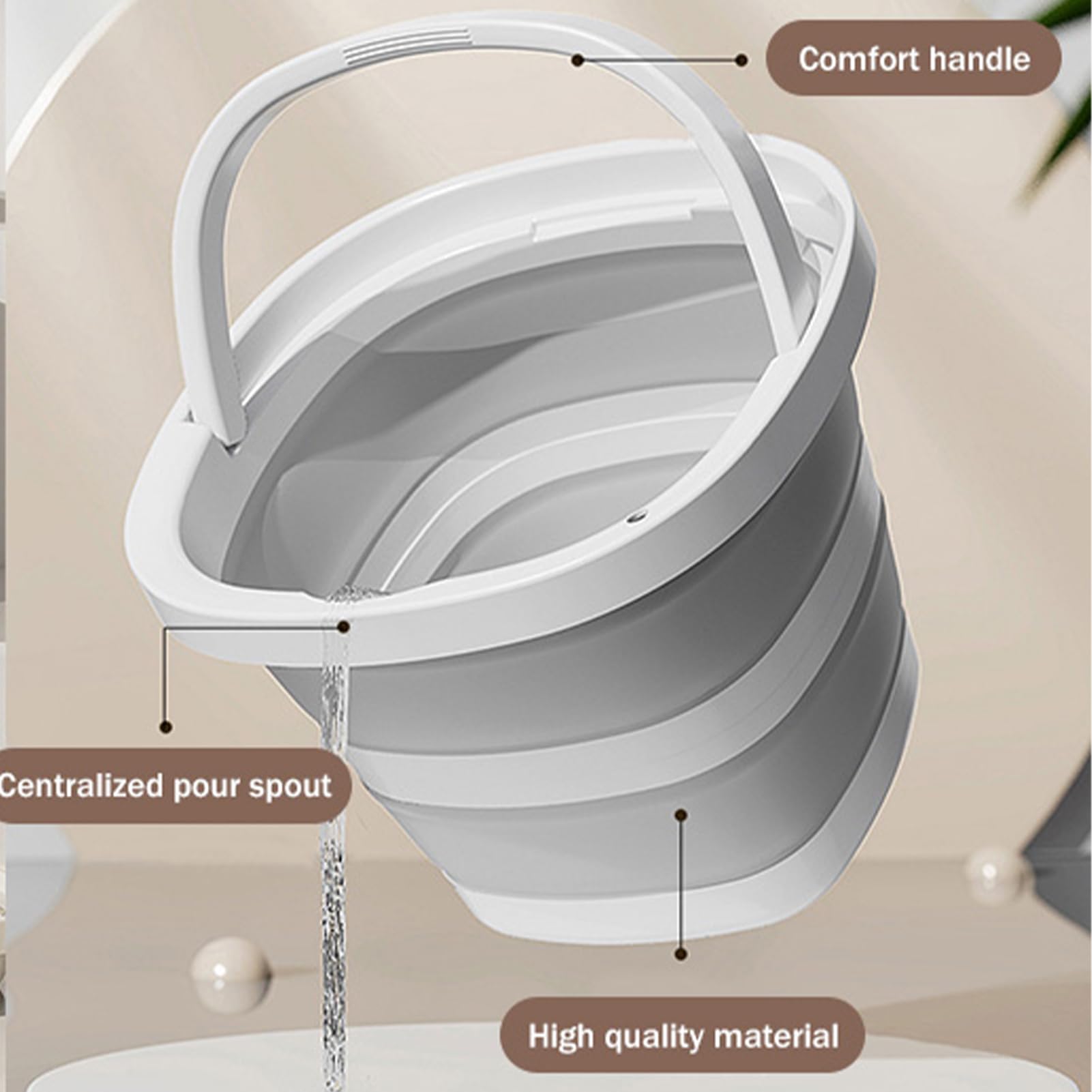Seau Pliable en Plastique Capacité,Récipient Polyvalent pour Eau Et Lavage | Seau d'eau Étanche 10L Pliable avec Poignée pour Lavabos Camping