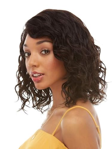 Miniatura 2 de AZUL peluca de color marrón oscuro natural – elegante pelucas longitud de hombro ondulado brasileño cabello humano encaje frente afroamericano media