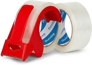 Clear Packing Tape 1.88 Inch x 60 Yds x 2 Rolls, Packing Tape with Dispenser, Heavy Duty Packaging Tape, Strong Adhesive Moving Tape, Tear Resistant, Easy Tear, No Residue for Shipping