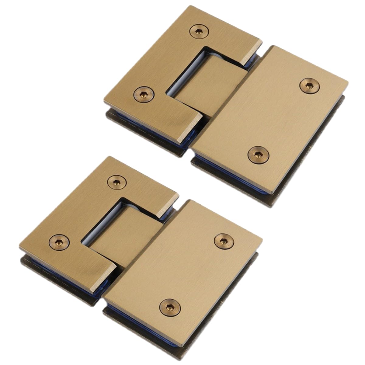 Glass Door Hinges,2 Pack 180 Degree Frameless, Heavy Duty 304 Stainless Steel to Hinge Bathroom Gate Clamp for 8-12mm(Gold)