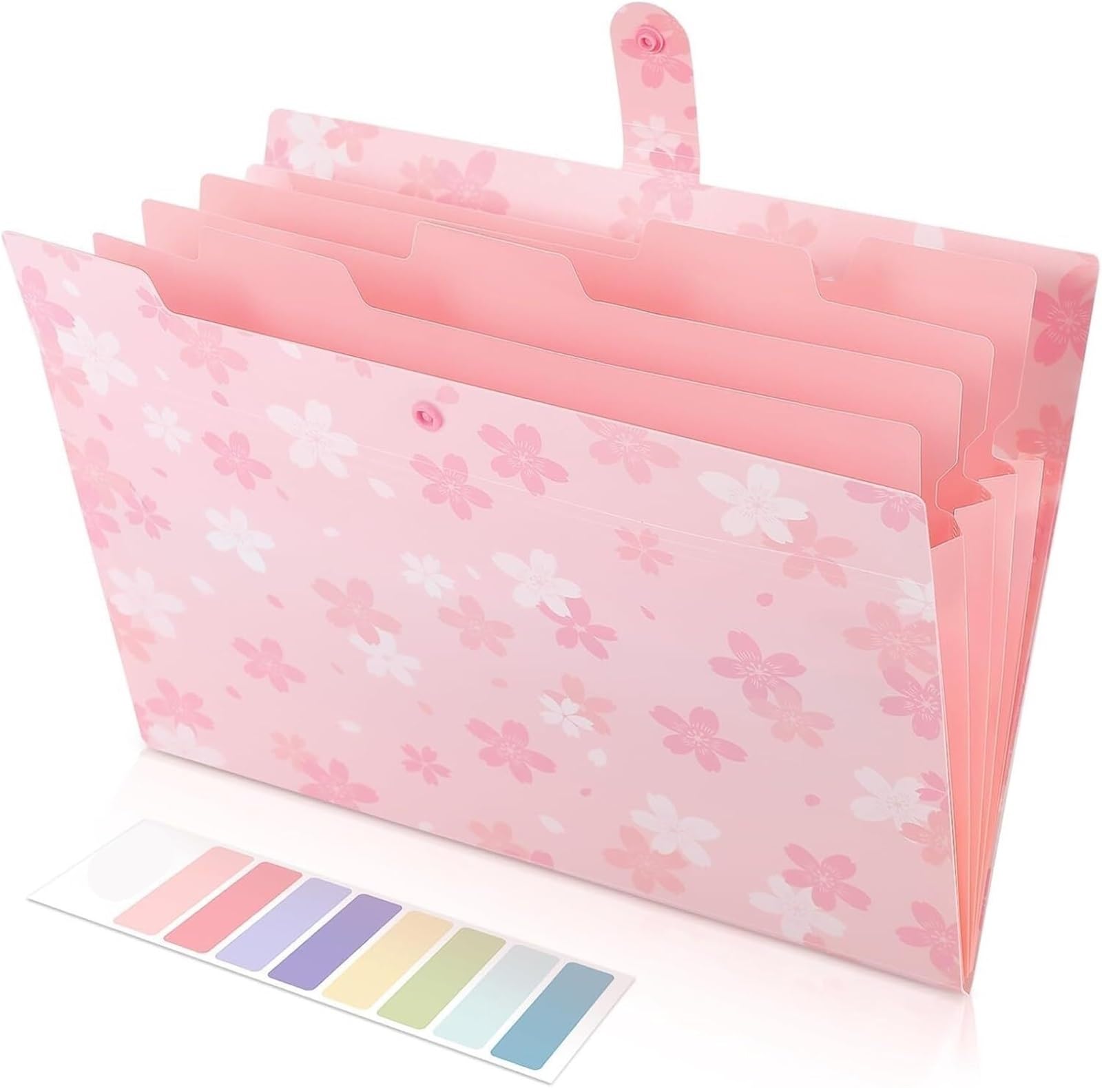 Carpeta Archivadora Expansiva Rosa Con 5 Bolsillos Para Escritorio | Organizador de acordeón portátil for recibos y documentos, suministros de oficina tamaño carta