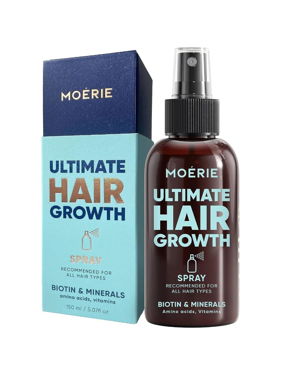 Moerie Ultimate Hair Growth Spray Designed to Strengthen & Stop Hair Loss - 100% Natural Serum for with over 100 Minerals, Vitamins & Amino acids - Fresh Scent - 5.07 Fl. Oz