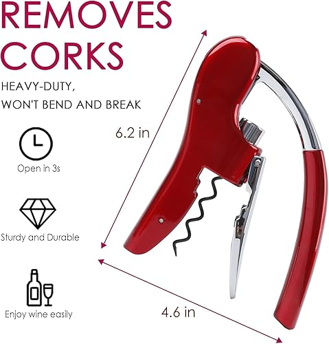 Miniatura 3 de KAYCROWN Abrebotellas de vino, sacacorchos de palanca vertical con diseño de cortador de lámina integrado, sacacorchos de mano manual con bomba de