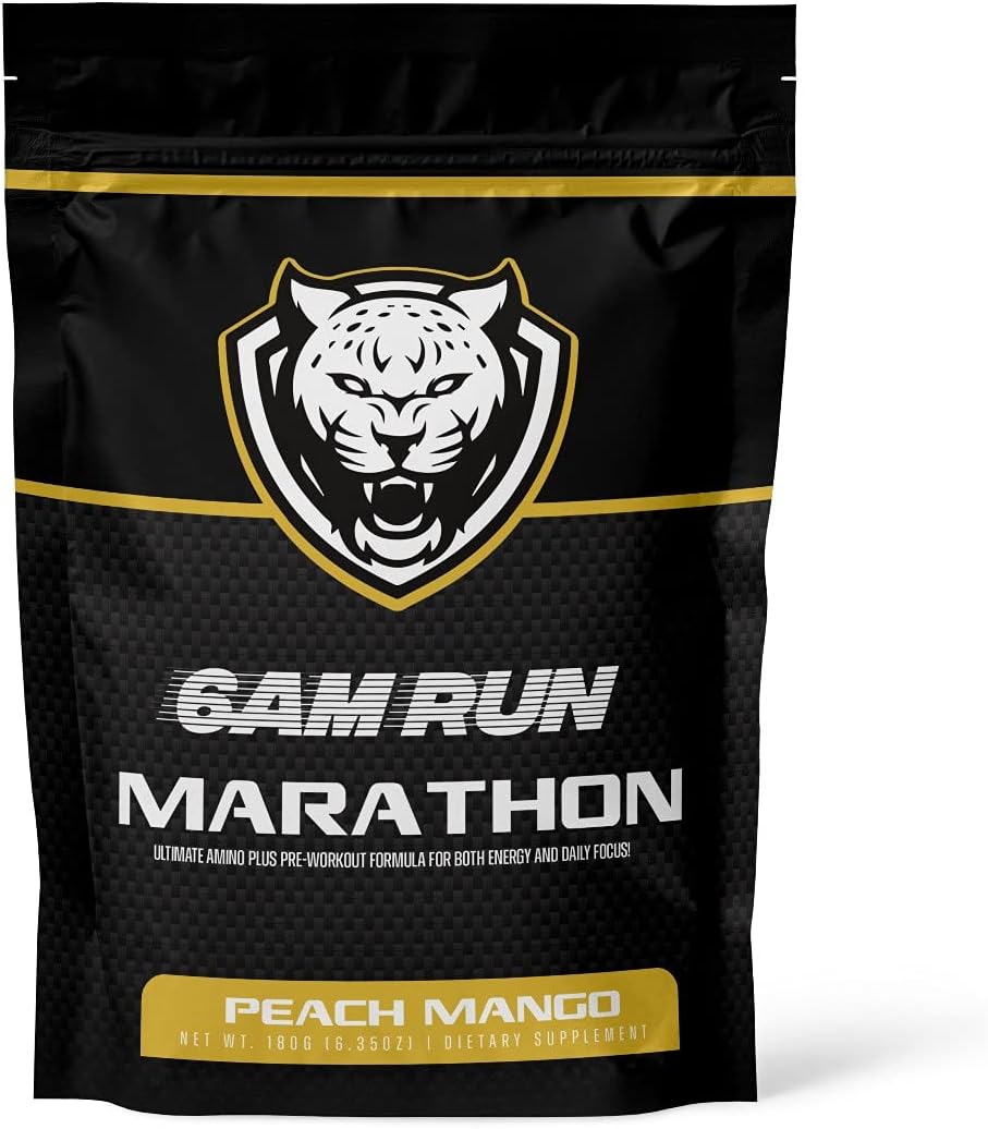 6AM RUN Marathon - Pre Workout Powder for Distance Running & Essential Amino Energy - No Jitters, High Energy for Cardio & Stamina Formula - All Natural, Keto, Vegan (Peach Mango, 6.35 oz)