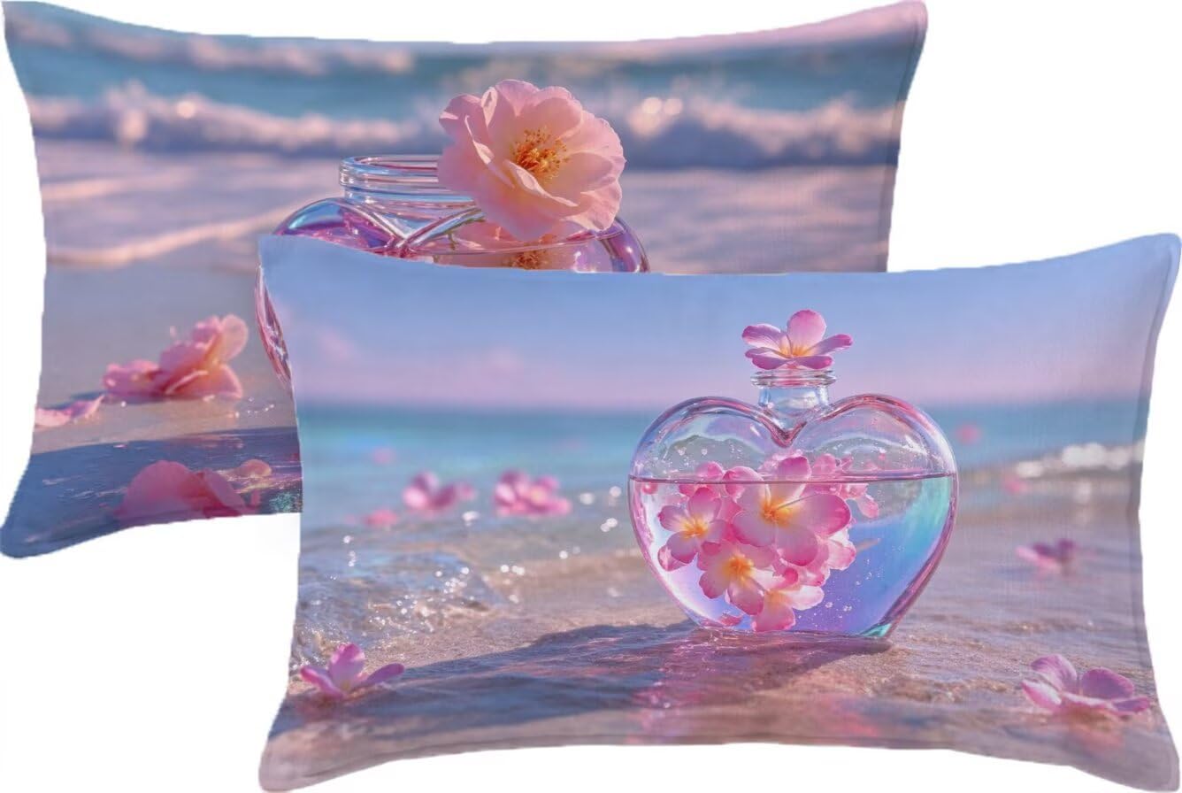 Housse coussin rose 90x60 velours extérieur imperméable grand format canapé lit terrasse