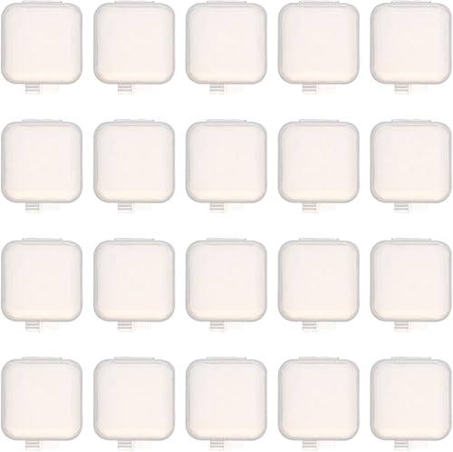 120 unidades de plástico cuadrado vacío pequeño caja de almacenamiento contenedores transparentes mini con tapa con bisagras para aretes, anillos,