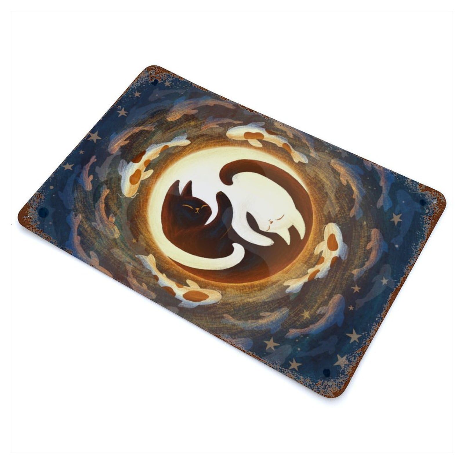 Garage Style Yin And Yang Vintage Rust Metal Sign 11.8"x7.9", Rustic Home Decor for Bar And Workshop