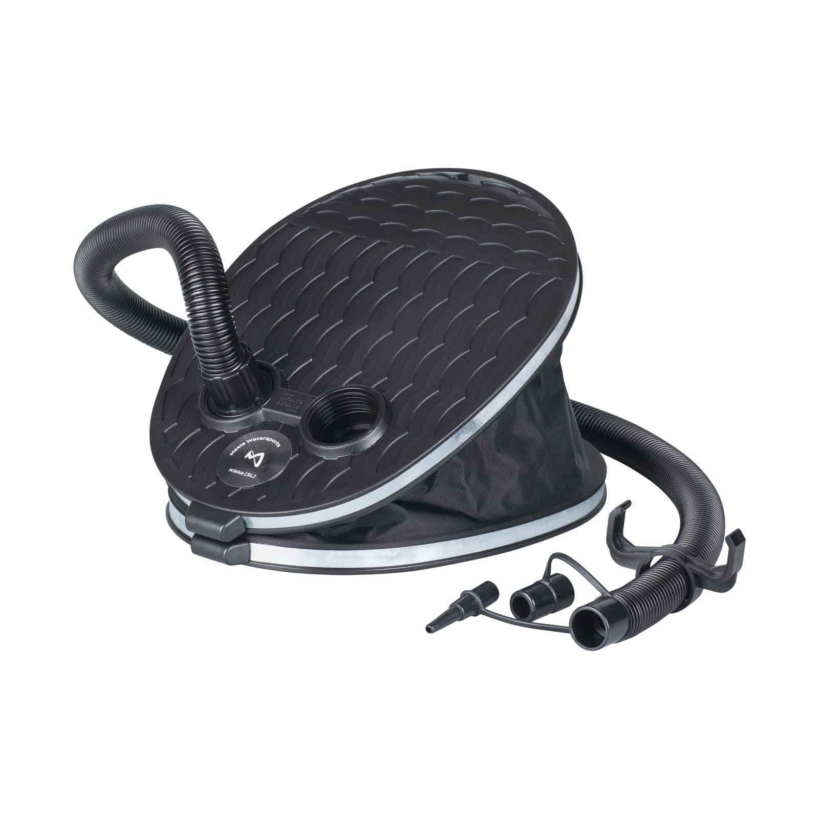 Mesle Luftpumpe Kikka Adapter für Luftmatratze Schlauchboot Schwimmflügel kompakte manuelle Fußpumpe mit 3L Volumen Pumpen & Absaugen schwarz