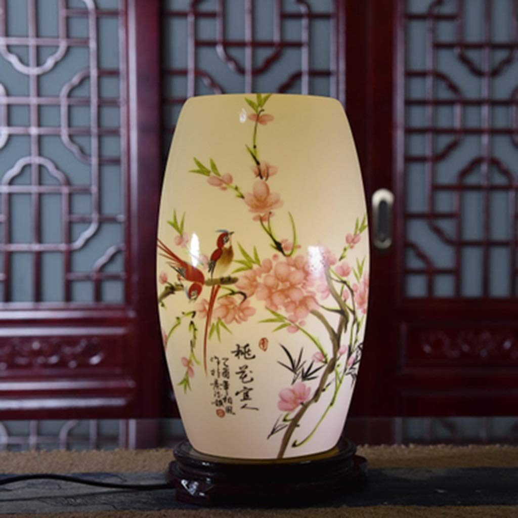 Retro Bedside Table Lamp Blue and White Porcelain Pastel Ceramic Table Lamp Jingdezhen Thin Tire Ceramic Lights Desk Lamp Table Lamp E27 (Color : D)