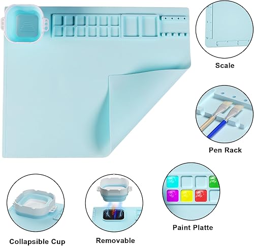 Miniatura 3 de Tapete de silicona para manualidades, tapete de silicona de 20 x 16 pulgadas con taza, hoja de silicona antiadherente para fundición de joyas de