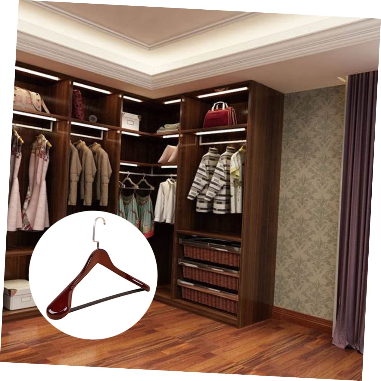 Garneck Solid Wood Clothing Hanger Multi-Function Drying Rack Extra Wide for Pants Jacket Thicken Suit Hanger