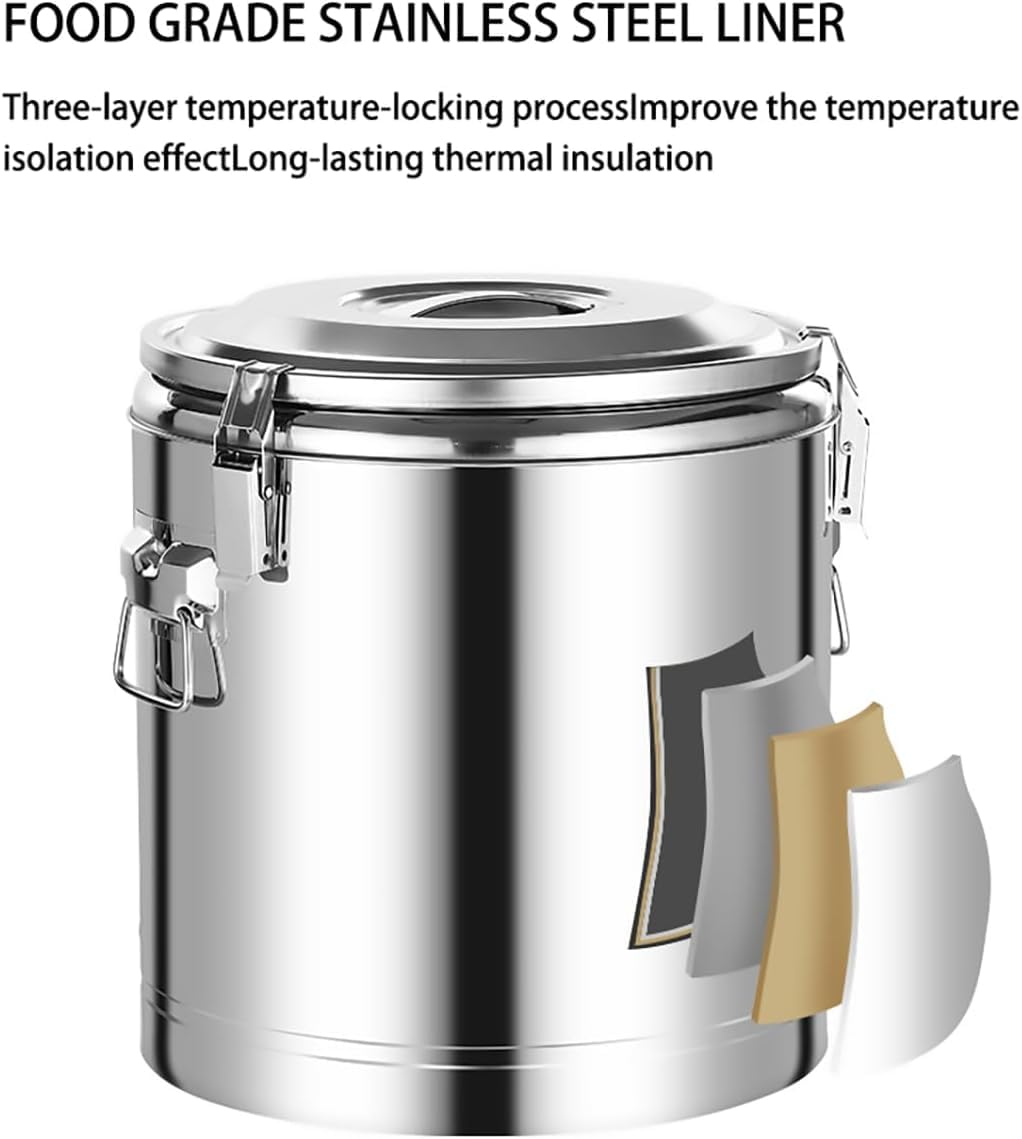 Distributore di acqua calda da 20 l, in acciaio inox ispessito, con rubinetto, per succhi, caffè, latte, tè, ideale per casa e ufficio