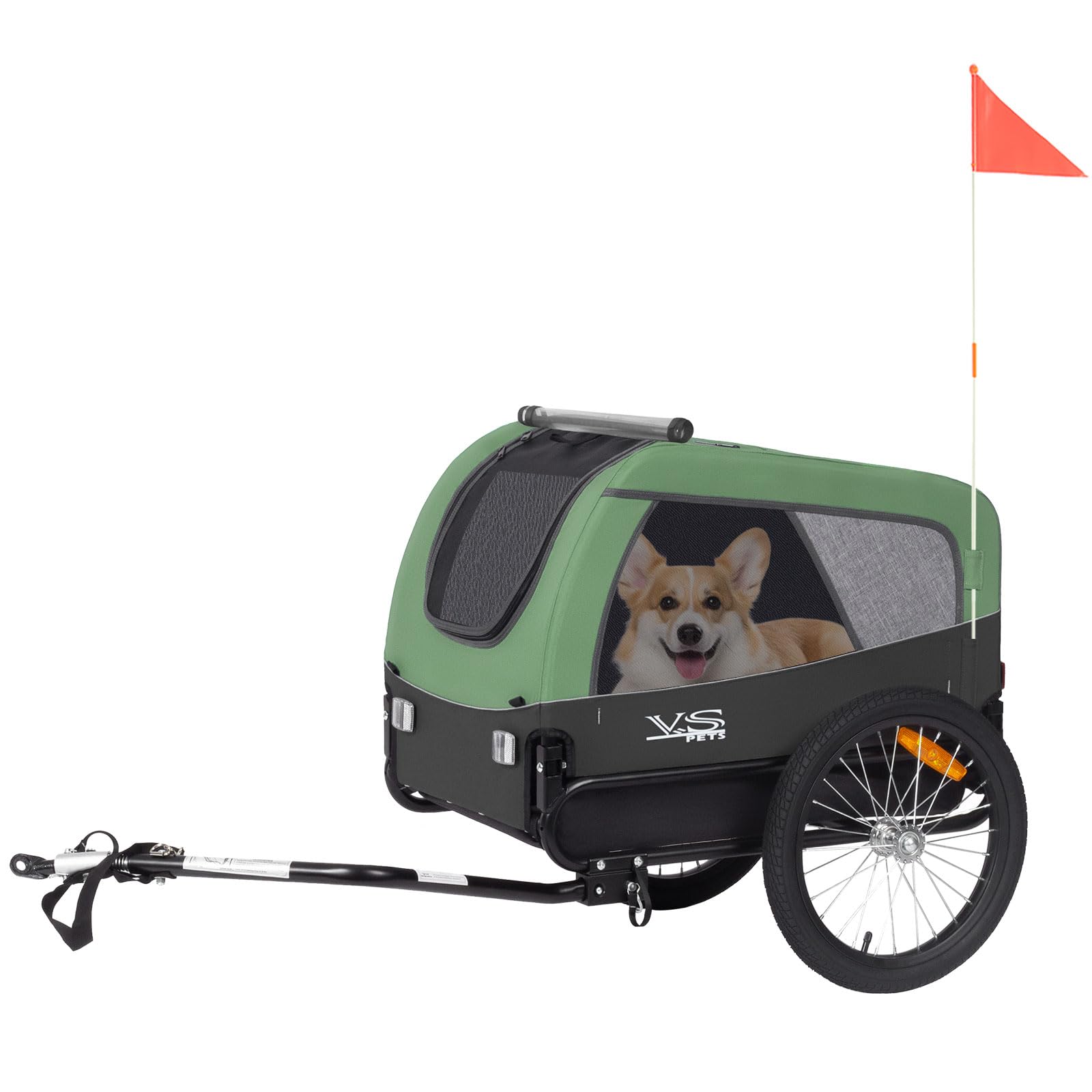 Tiggo VS Pets M Hundeanhänger Fahrradanhänger für Hunde Hundefahrradanhänger 80201 (GRÜN) Haustier