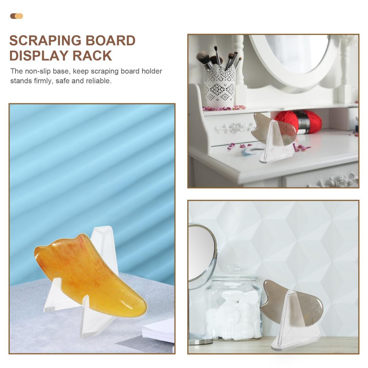 JECOMPRIS Desktop Scraping Board Display Stand 3 Pack Clear Plastic Holder with Non-Slip Base Large Capacity for Office Desk Organiser and Home Use - Image 4