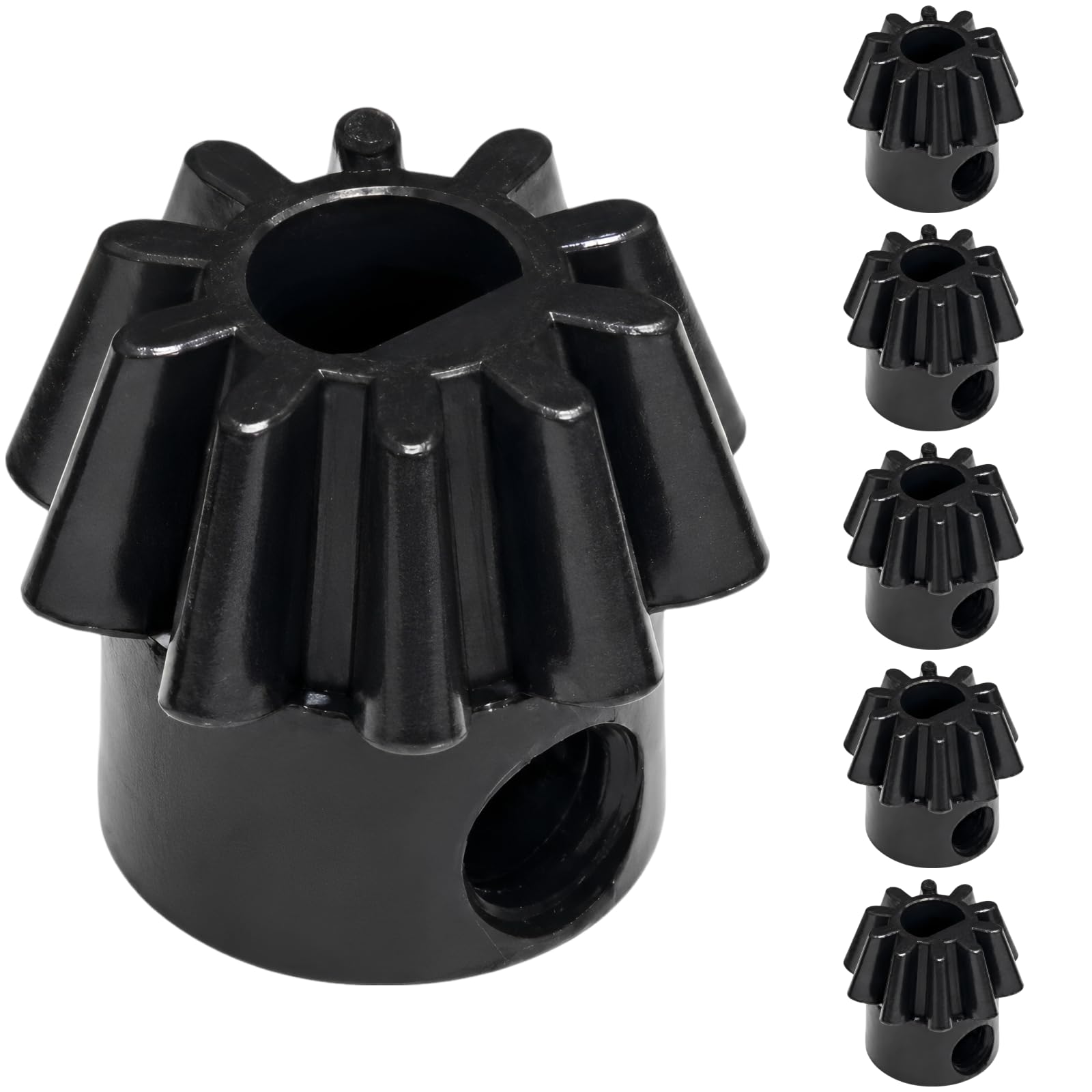 6 Stück Kegelrad Set, kleines Kegelritzel mit Mittel- und Seitenloch, schwarze Kunststoffzahnräder für Motorantrieb, Hardware mechanische Rotation, DIY Projekte
