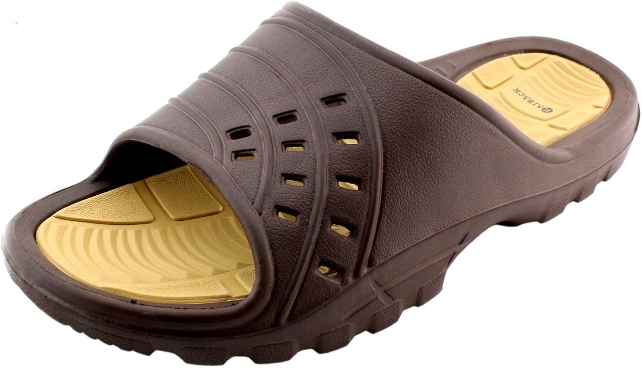 Kaiback Shower Shoes Men Brown Waterproof Slide Sandals